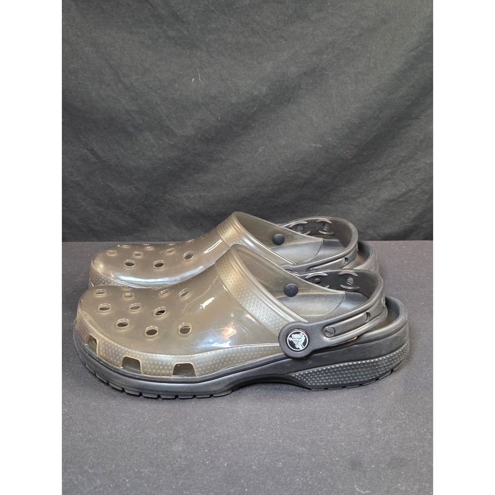 Crocs Classic Translucent Clogs Black Women 7 Men 5 Water Shoes 206908-001 - Picture 2 of 9